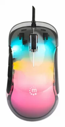 Mouse Manhattan 190381 óptico, 5 Botones, 12800 Dpi, Usb Tipo A, Transparente
