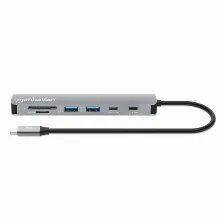 Docking Station Manhattan, 7 Puertos, Interfaz Usb-c, Hdmi, 2x Usb-a, Usb-c, Micro Sd, Sd, Pd Usb-c (100w), Gris