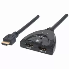 Switch Manhattan Hdmi 1.3 De 2 Puertos, 2x Hdmi Hembra 1x Hdmi Macho, (207416) Negro
