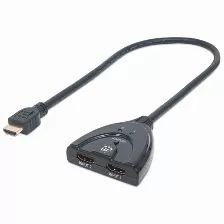 Switch Manhattan Hdmi 1.3 De 2 Puertos, 2x Hdmi Hembra 1x Hdmi Macho, (207416) Negro