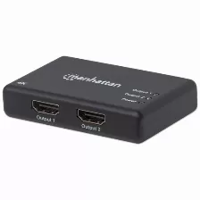 Divisor De Video Manhattan, Splitter Hdmi, 2x Hdmi, 3840 X 2160 Pixeles, 4k Ultra Hd, Color Negro
