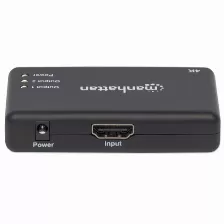 Divisor De Video Manhattan, Splitter Hdmi, 2x Hdmi, 3840 X 2160 Pixeles, 4k Ultra Hd, Color Negro
