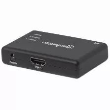 Divisor De Video Manhattan, Splitter Hdmi, 2x Hdmi, 3840 X 2160 Pixeles, 4k Ultra Hd, Color Negro
