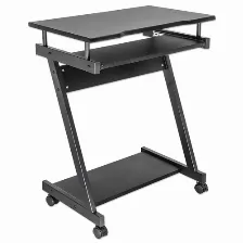 Escritorio Manhattan Forma Rectangular, Bandeja Del Teclado, 590 X 370 Mm, Metal, Color Negro