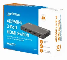 Switch De Video Manhattan, 3 Entradas Hdmi, 1 Salida Hdmi, 4k, 60hz, Negro