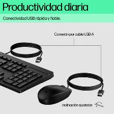 Kit Teclado Y Mouse Hp 225, Alambrico, Usb 2.0, Color Negro