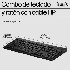 Kit Teclado Y Mouse Hp 225, Alambrico, Usb 2.0, Color Negro