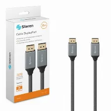 Cable Displayport Steren 295-600 Displayport 2 M, Negro, Gris