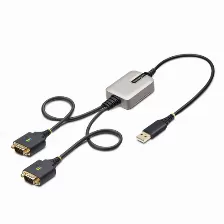 Adaptador Startech.com Usb-a A 2 X Db-9 Rs-232, Negro, Gris