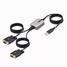 Adaptador Startech.com 2p6ffc-usb-serial Usb-a A 2 X Db-9 Rs-232, Negro, Gris
