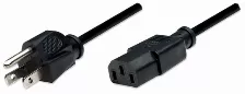 Cable De Corriente Manhattan Nema 5-15 Macho A C13 Macho, 1.8 Metros, Negro
