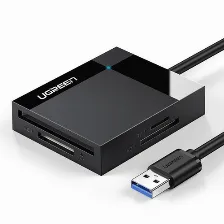 Lector De Memorias Ugreen, Interfaz Usb-a 3.0, Microsd, Sd, Cf, Ms, Hasta 2tb, Negro