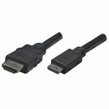 Adaptador Manhattan 304955, Mini Hdmi-19-p A Hdmi-19-p, Macho/macho, Color Negro