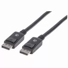 Cable Manhattan Displayport 1.2 A Displayport 1.2, Blindado, 60 Hz, 3 Metros, Negro