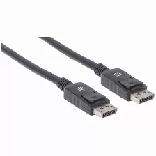 Cable Manhattan Displayport 1.2 A Displayport 1.2 Macho, Blindado, 2.0 Metros, Color Negro