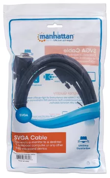 Cable Vga Manhattan 3m Svga, Longitud 3 M, Macho/macho, Negro (311748)