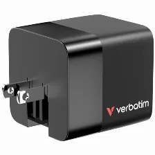 Cargador Verbatim, 65w, 2x Usb-c, 1x Usb-a, Carga Rapida, 100v-240v, Negro
