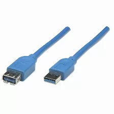 Extensor Manhattan Cable De Extensión Usb De Súpervelocidad 2 M, Usb A A Usb A, Macho/hembra, 5000 Mbit/s, Azul