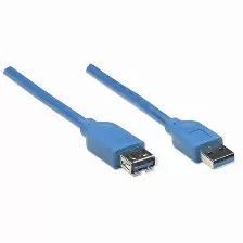 Extensor Manhattan Cable De Extensión Usb De Súpervelocidad 2 M, Usb A A Usb A, Macho/hembra, 5000 Mbit/s, Azul