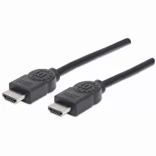 Cable Hdmi Manhattan, Hdmi Macho A Macho, 3d, 4k 30hz, Blindado, Negro, 5m