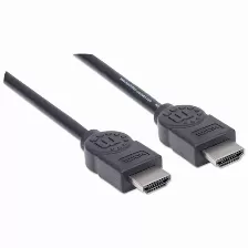 Cable Hdmi Manhattan, Hdmi Macho A Macho, 3d, 4k 30hz, Blindado, Negro, 5m