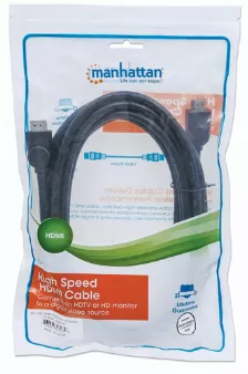 Cable Hdmi Manhattan, Hdmi Macho A Macho, 3d, 4k 30hz, Blindado, Negro, 5m