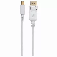 Cable Manhattan Display Port A Mini Display Port, 2 Metros, Blanco (324748)