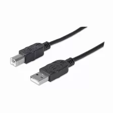 Cable Manhattan Usb De Alta Velocidad, Usb 2.0 A Macho - Usb 2.0 B Macho, 5 Metros, (337779) Negro