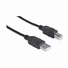 Cable Manhattan Usb De Alta Velocidad, Usb 2.0 A Macho - Usb 2.0 B Macho, 5 Metros, (337779) Negro