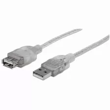 Cable Manhattan Extensión De Alta Velocidad Usb 2.0, Usb A Macho - Usb A Hembra, 4.5 Metros, (340502) Plateado