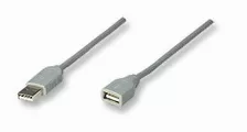 Cable Manhattan Usb A - Usb A, 4.5 Metros,(340960) Gris
