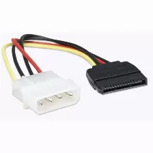 Cable De Corriente Manhattan Molex 4 Pines A Sata 15 Pines, 16cm
