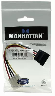 Cable De Corriente Manhattan Molex 4 Pines A Sata 15 Pines, 16cm