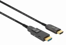 Cable Optico Activo Hdmi Tipo A Manhattan Desmontable, 20 M, 4k@60hz Uhd, Hdmi Tipo D Micro, 18 Gbit/s, Canal De Retorno De Audio Arc, Negro