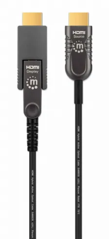 Cable Optico Activo Hdmi Tipo A Manhattan Desmontable, 20 M, 4k@60hz Uhd, Hdmi Tipo D Micro, 18 Gbit/s, Canal De Retorno De Audio Arc, Negro
