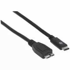Cable Usb Manhattan Cable Para Dispositivos Usb-c De Súpervelocidad+ Usb C A Micro-usb B, 10000 Mbit/s, Negro