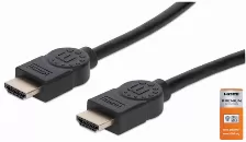 Cable Manhattan Hdmi Alta Velocidad Con Canal Ethernet Premium 1m Color Negro