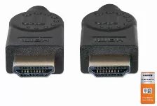 Cable Manhattan Hdmi Alta Velocidad Con Canal Ethernet Premium 1m Color Negro