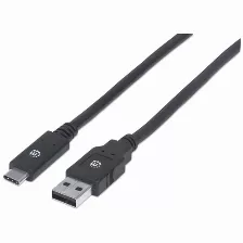 Cable Manhattan Usb A Macho - Usb C Macho, 2 Metros, (354974) Negro