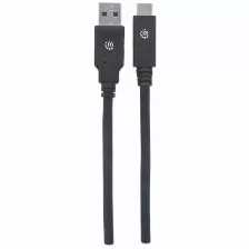 Cable Manhattan Usb A Macho - Usb C Macho, 2 Metros, (354974) Negro
