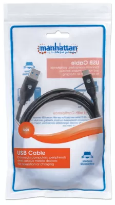 Cable Manhattan Usb A Macho - Usb C Macho, 2 Metros, (354974) Negro