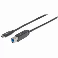 Cable Usb Manhattan Cable Para Dispositivos Usb-c De Súpervelocidad Usb C A Usb B, 5000 Mbit/s, Negro