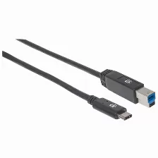 Cable Usb Manhattan Cable Para Dispositivos Usb-c De Súpervelocidad Usb C A Usb B, 5000 Mbit/s, Negro