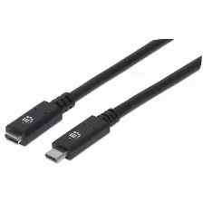 Extensor Manhattan 0.5 M, Usb C A Usb C, 10000 Mbit/s, Negro