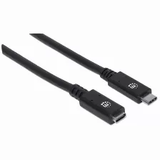Extensor Manhattan 0.5 M, Usb C A Usb C, 10000 Mbit/s, Negro