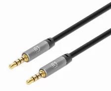 Cable De Audio Manhattan Cable Auxiliar De Audio Estéreo 3,5mm A 3,5mm, 2 M, Negro, Plata