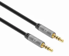 Cable De Audio Manhattan Cable Auxiliar De Audio Estéreo 3,5mm A 3,5mm, 2 M, Negro, Plata
