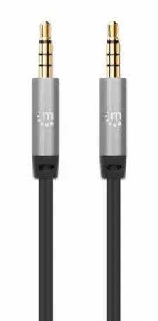 Cable De Audio Manhattan Cable Auxiliar De Audio Estéreo 3,5mm A 3,5mm, 3 M, Negro, Plata