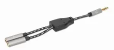 Cable De Audio Manhattan 3,5mm A 2 X 3.5mm, 0.15 M, Negro, Plata
