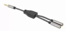 Cable De Audio Manhattan 3,5mm A 2 X 3.5mm, 0.15 M, Negro, Plata